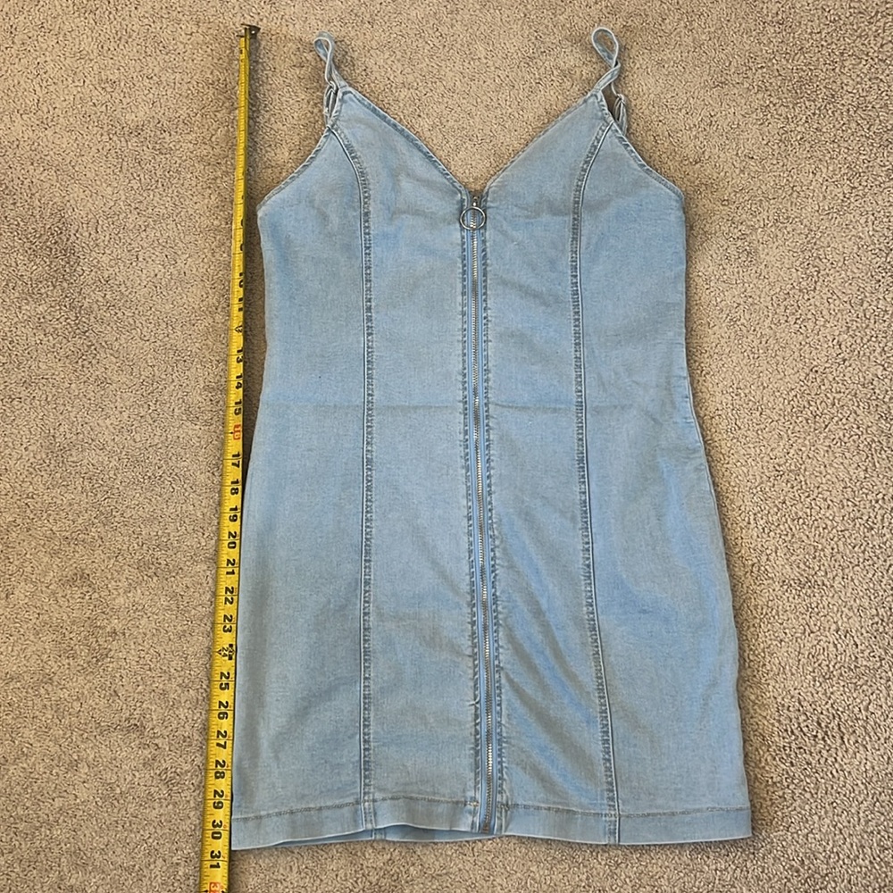 American Bazi Los Angeles ZIPPER FRONT CLOSURE DENIM BODYCON DRESS Large New - Picture 8 of 11